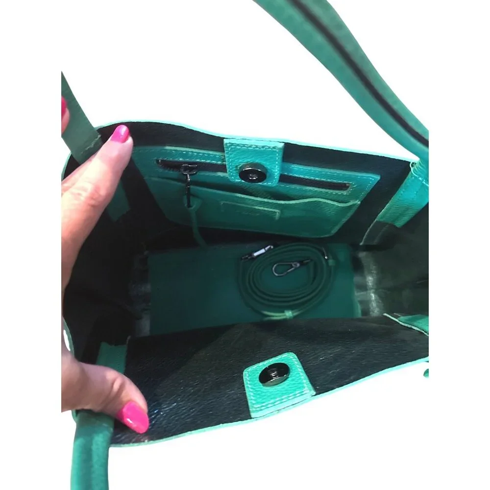 Botkier Soho Bite Size Clover Green Leather Tote Bag Satchel Crossbody New